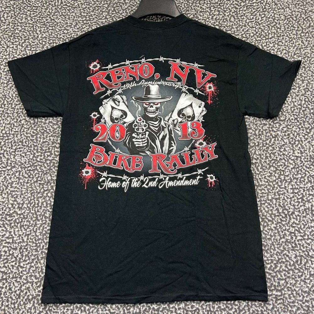 Vintage Reno Bike Rally Shirt Men Medium Black Gildan Short Sleeve Deadstock New